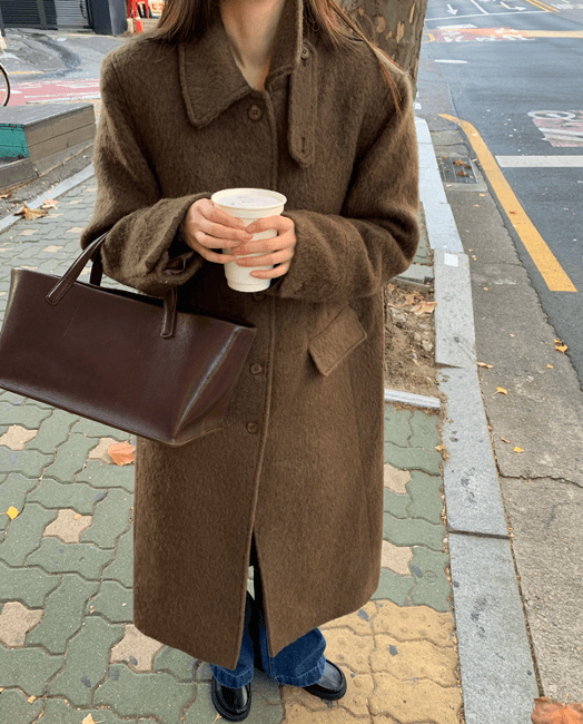 히어썸웨어 [MD강력추천🤎][울100][하이퀄리티] 덴버 싱글 롱 코트 (브라운)