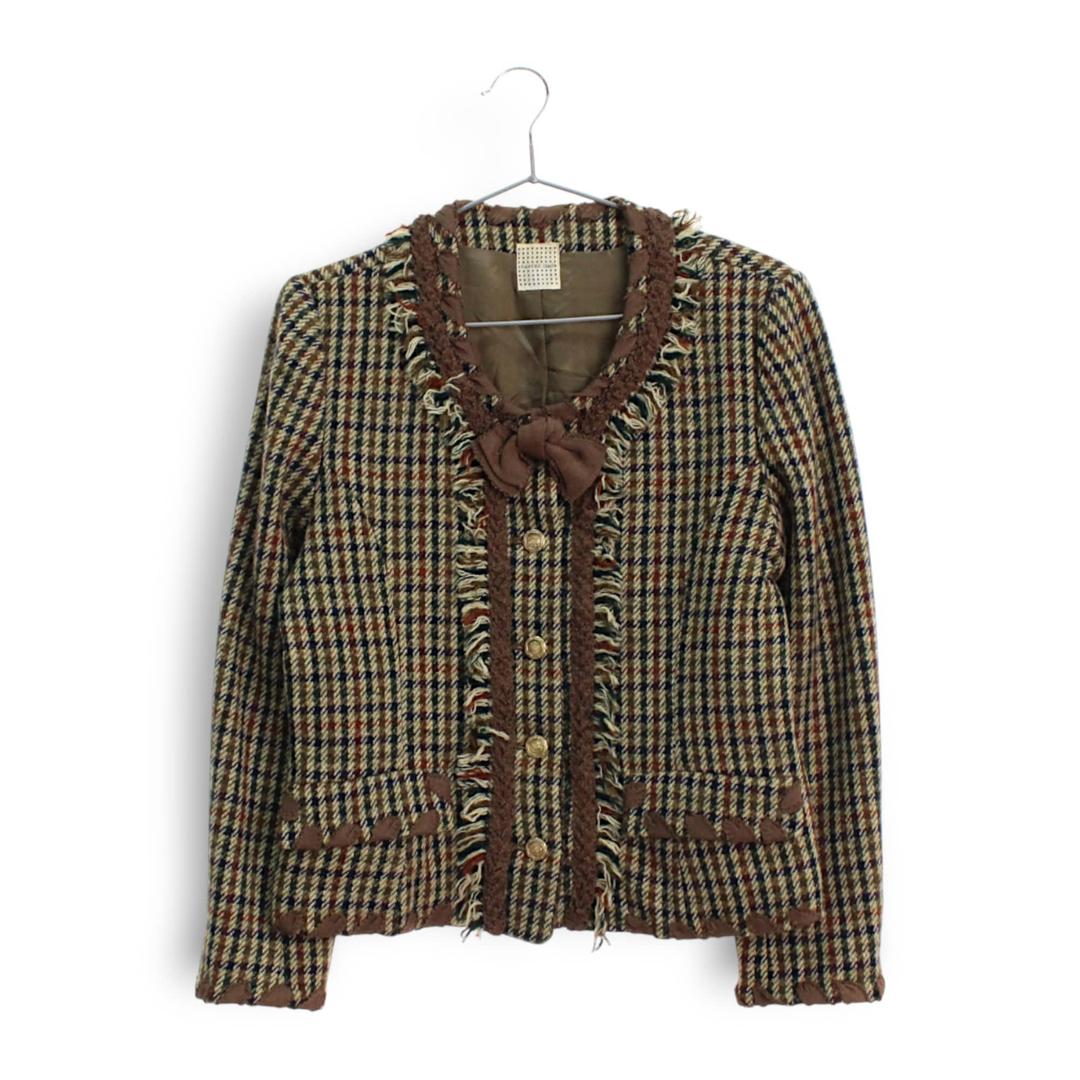 KANEKO ISAO리본 장식 트위드 프린지 자켓  /  WOMEN