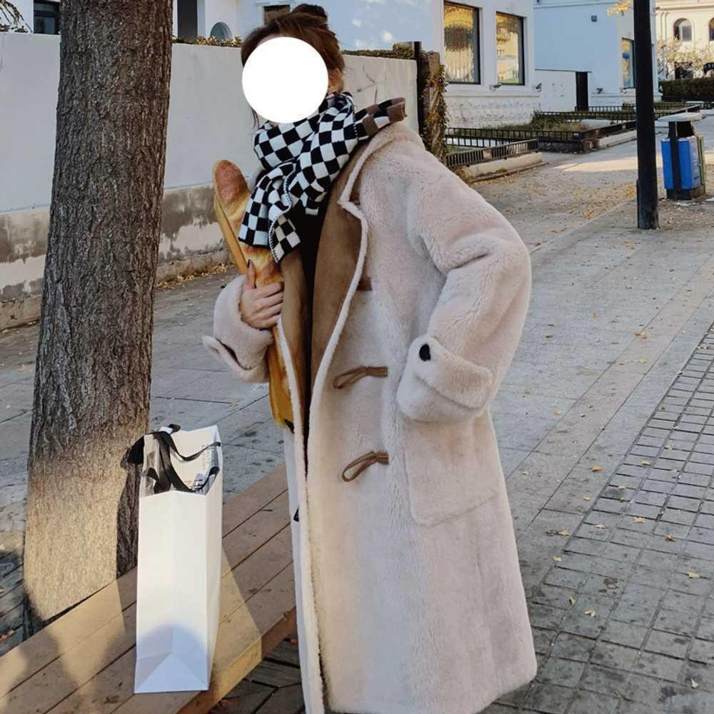 베이지 양털 포근 떡볶이 롱코트 후드 점퍼 롱재킷