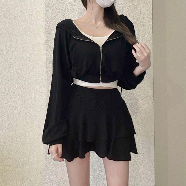 (❤사쟝님핏미쳐쎠요❤) 트레이닝 세트 후드 집업 플레어 캉캉 스커트 투피스 세트 꾸안꾸 마실룩