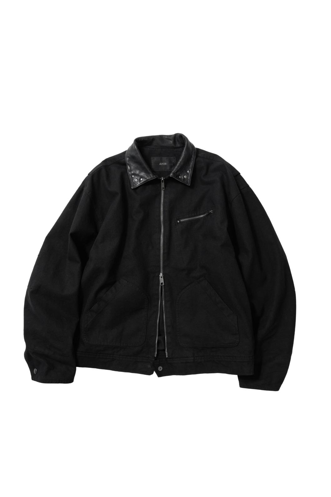 VINTAGE LEATHER COLLAR WORK JACKET (BLACK)