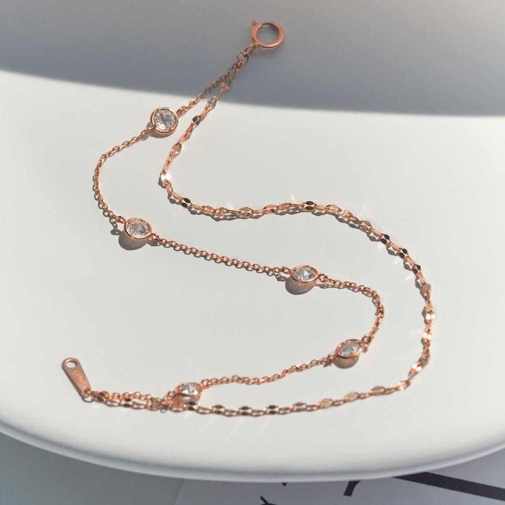 14k 로맨틱한 두줄 큐빅 팔찌