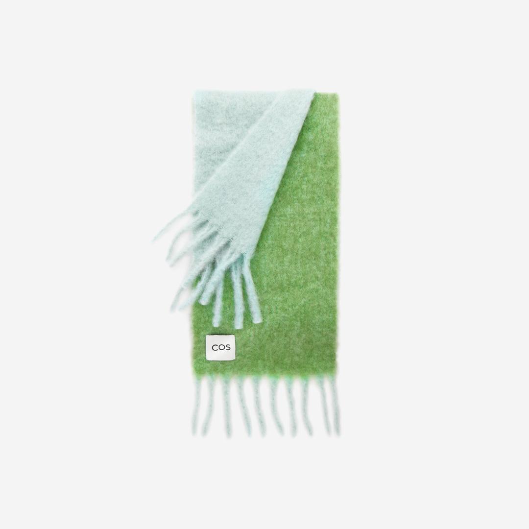 COS Oversized Mohair Blend Scarf Dark Turquoise