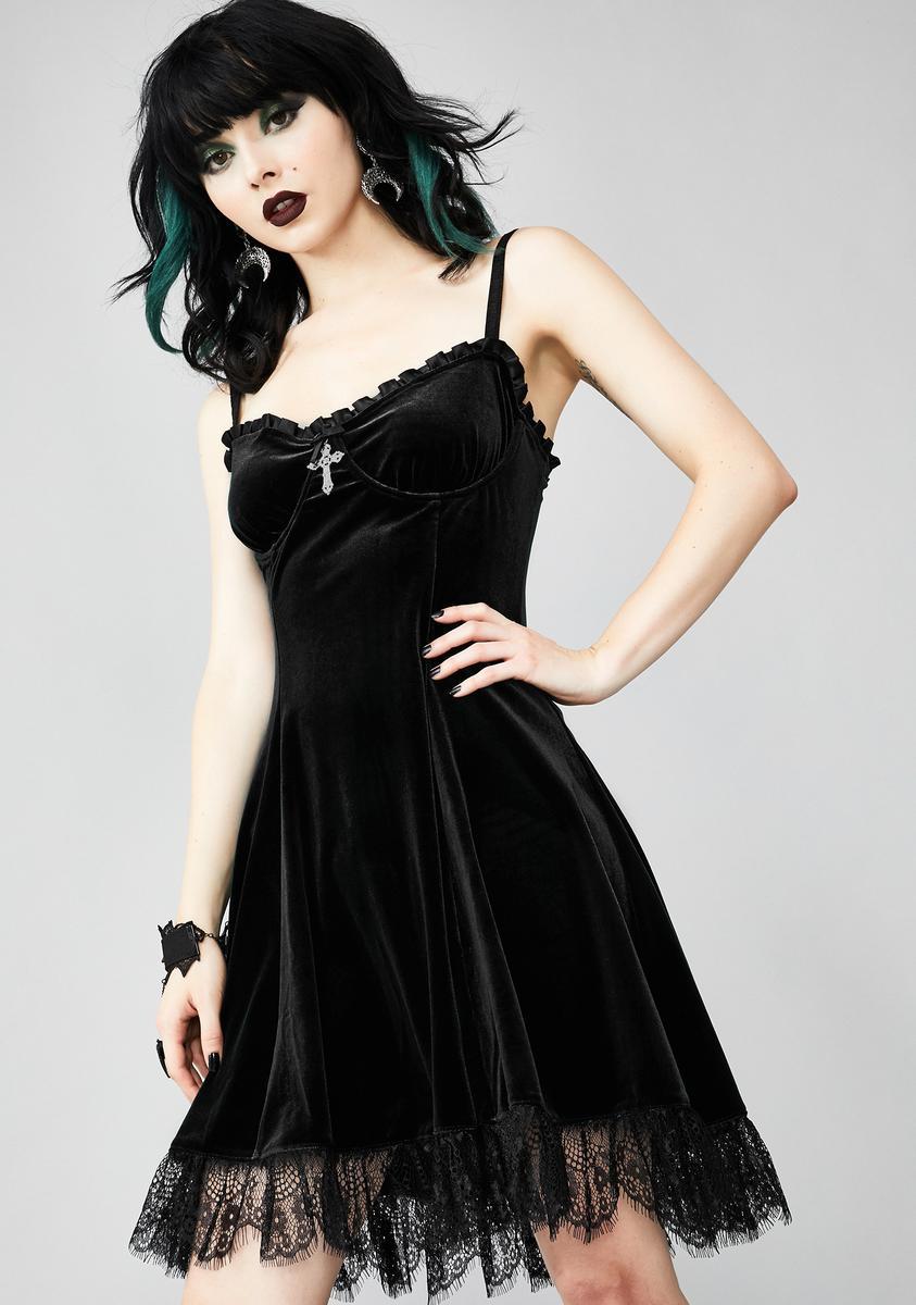 Midnight Blind Faith Velvet Dress - Large