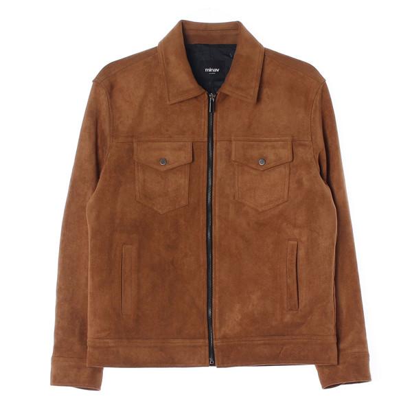 미나브 (L)브라운 포켓 가죽재킷