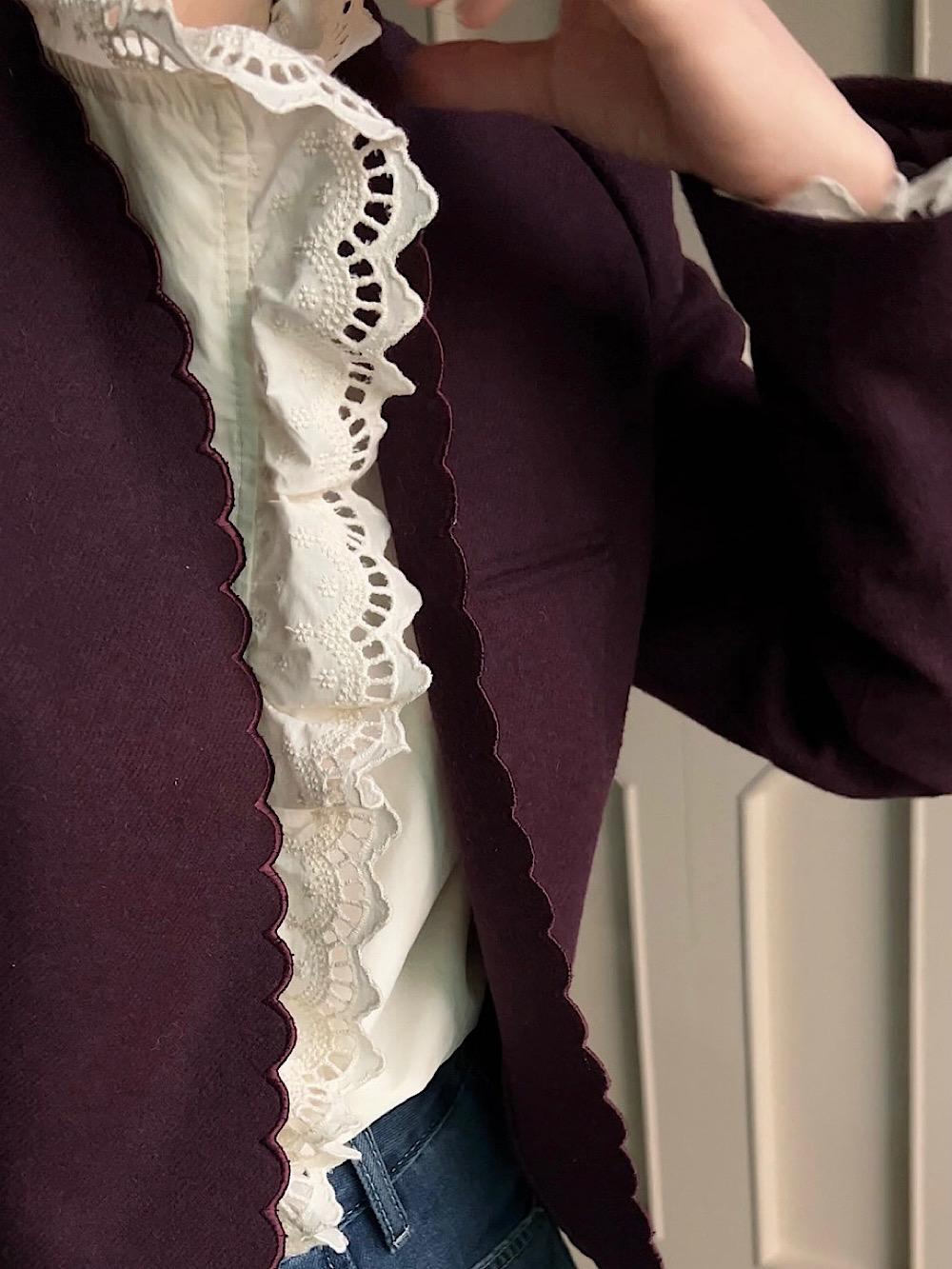 chic neck lace frill blouse / beige (컬러 추가)