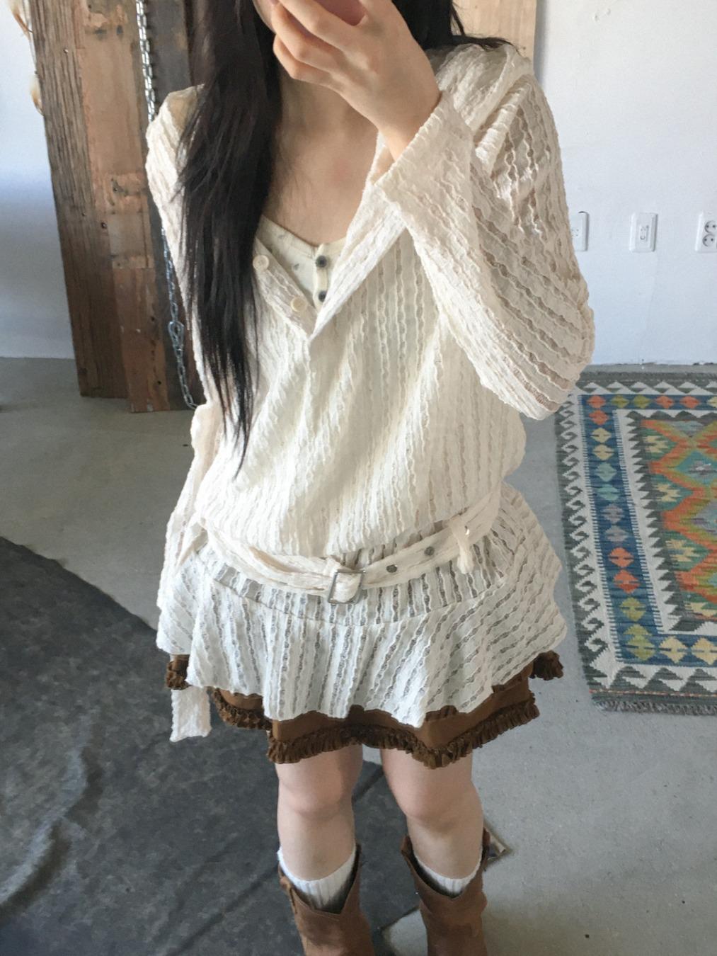 Lace Belted Hoodie Y0062