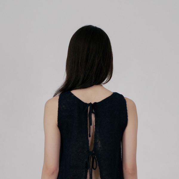 Back Ribbon Sleeveless Knit (Deep Navy)