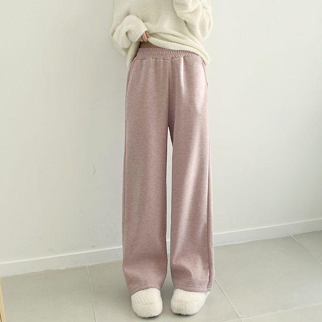 [왕도톰/융기모] 밴딩 와이드 골지 기모 트레이닝 롱팬츠 8color_스윗라떼