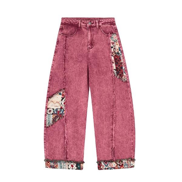 Jacquard Embroidery Fringe Pintuck 2Color Pants (0523)