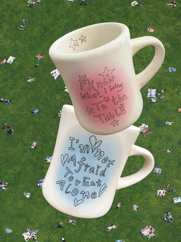 수심 Paper Mug 페이퍼 머그 컵 그라데이션 레터링 세라믹 y2k 귀여운 유니크 잔