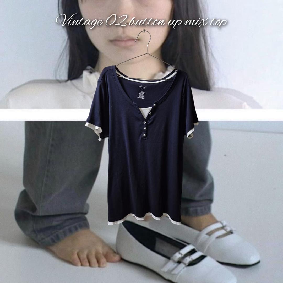 Vintage 02 button up mix top | 후루츠패밀리