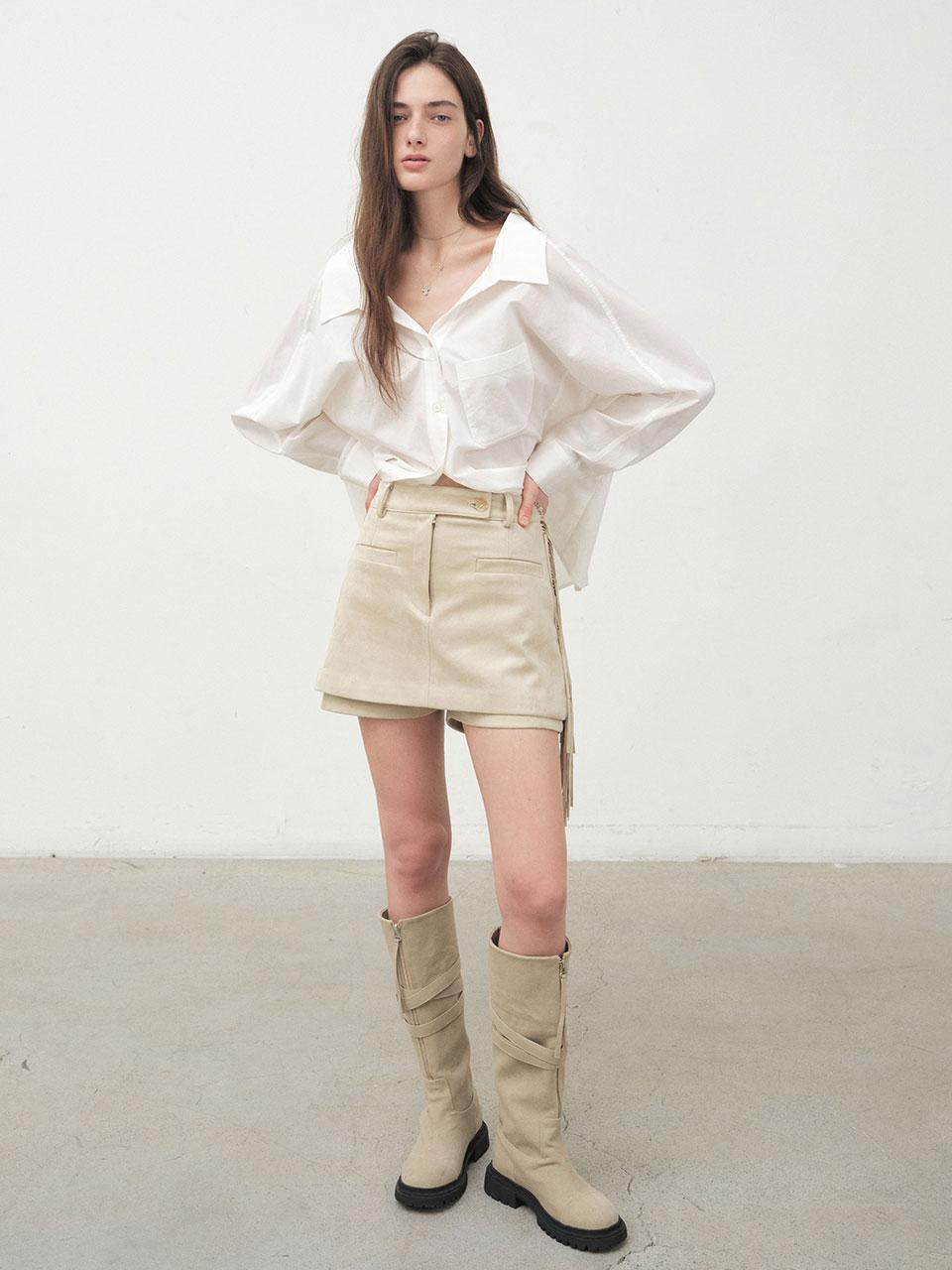 Spring_ Ivory String Oversized Shirt
