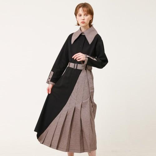 퓨리탄카라(케이프카라) 언발란스 롱원피스 블랙