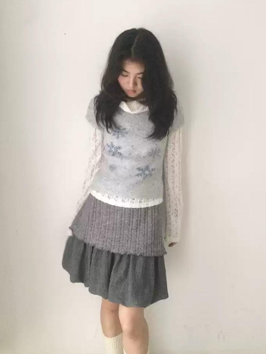 SICASTRA Snowflake Jacquard Short Sleeve Knit (2color)