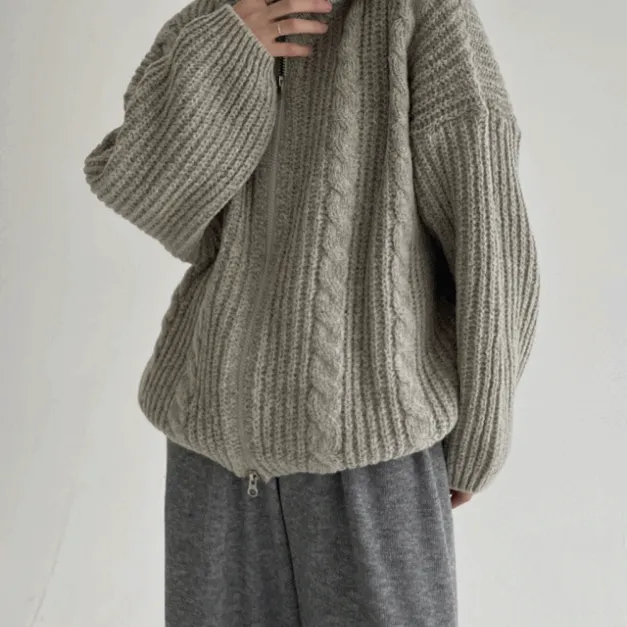 (주문폭주/당일출고) 꽈배기 투웨이 니트 집업