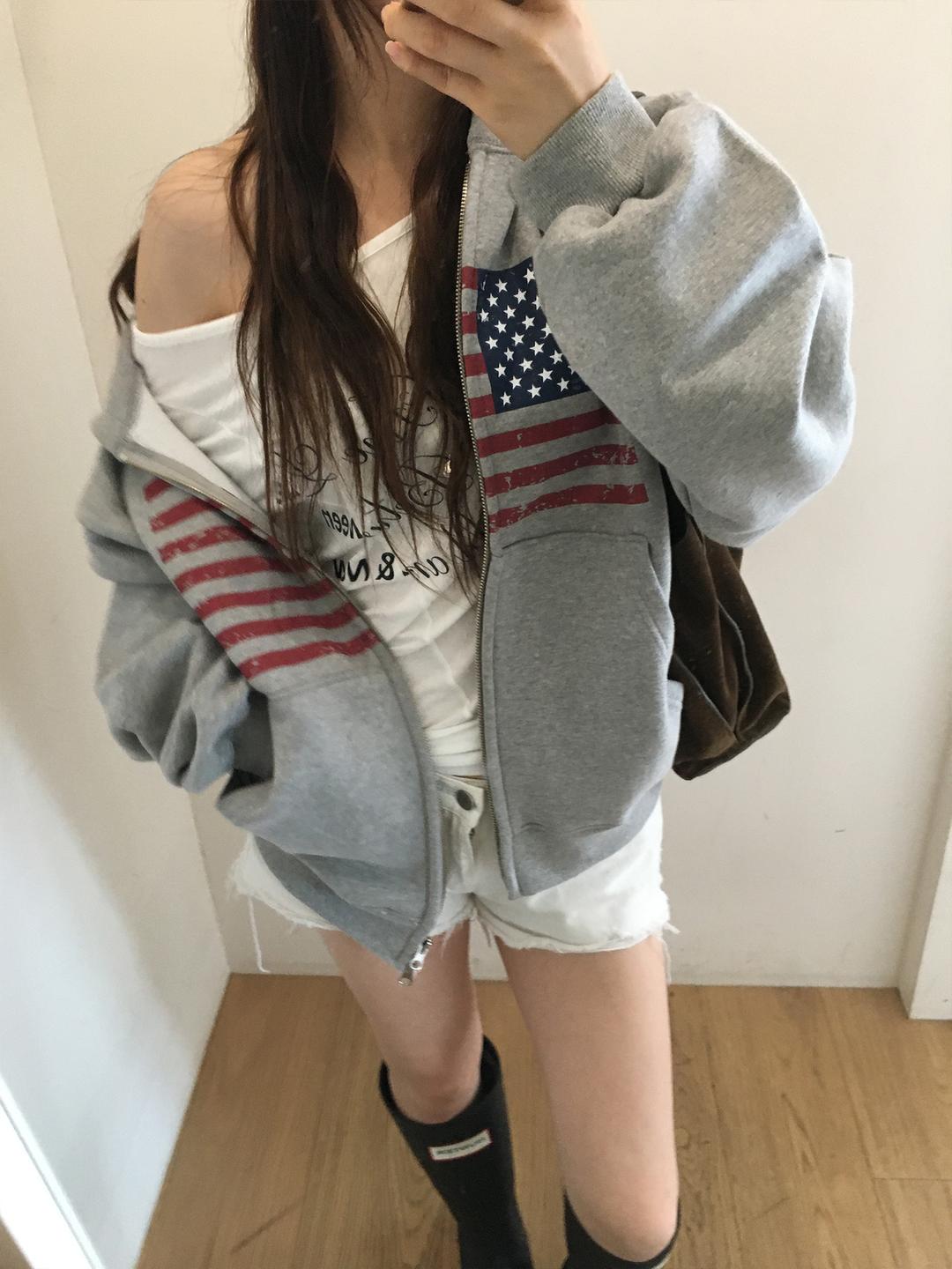 old glory over zip up