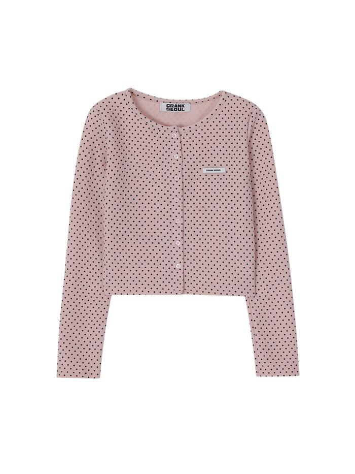 [CRANK] DOT BRUSHED CARDIGAN_PINK - PINK / ONE SIZE