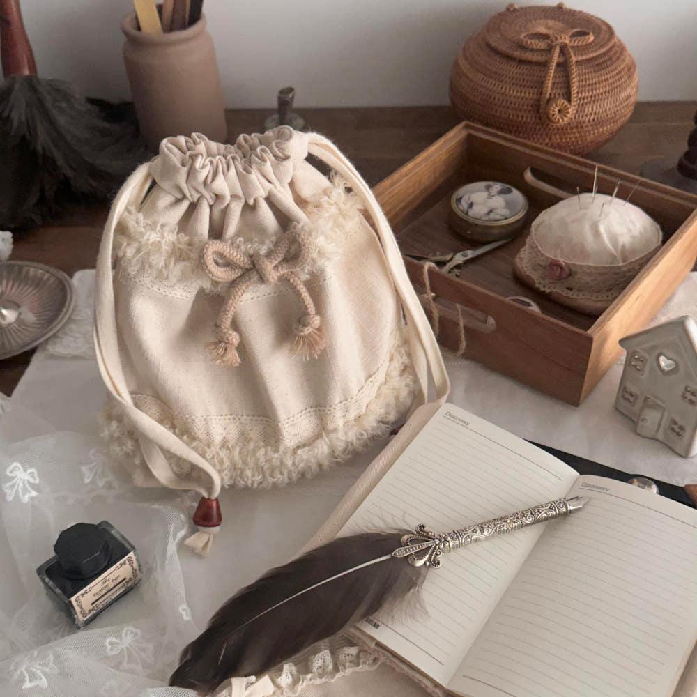 고전 파우치 폼폼 털 페어리 복조리 다용도 마실 가방