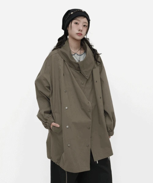 그리드 코튼 루즈핏 카라 야상 2color