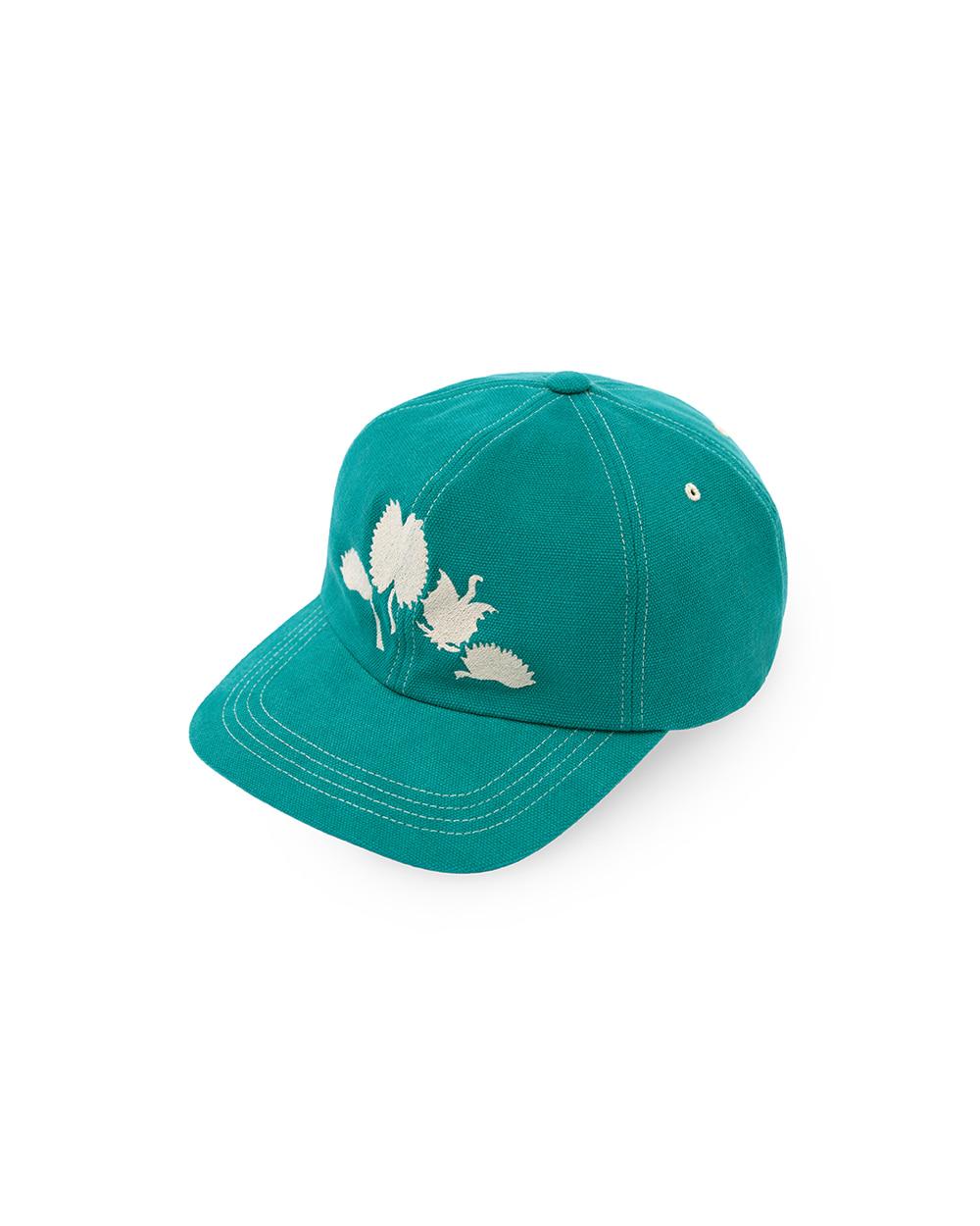 Flower embroidered Cap- Teal Blue