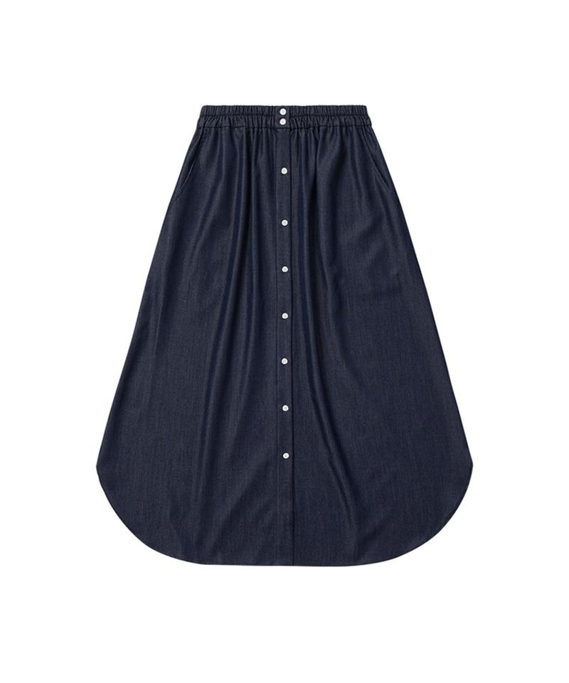 (w)링클프리 낫데님 파자마 스커트 다크네이비
