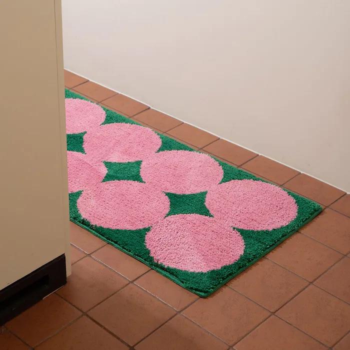 [BWTZ] 푹신한 롱파일 자카드 주방매트 도어매트 도트(핑크)