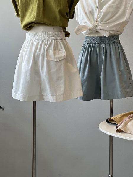 페이크 포켓 밴딩 코튼 반바지-6컬러