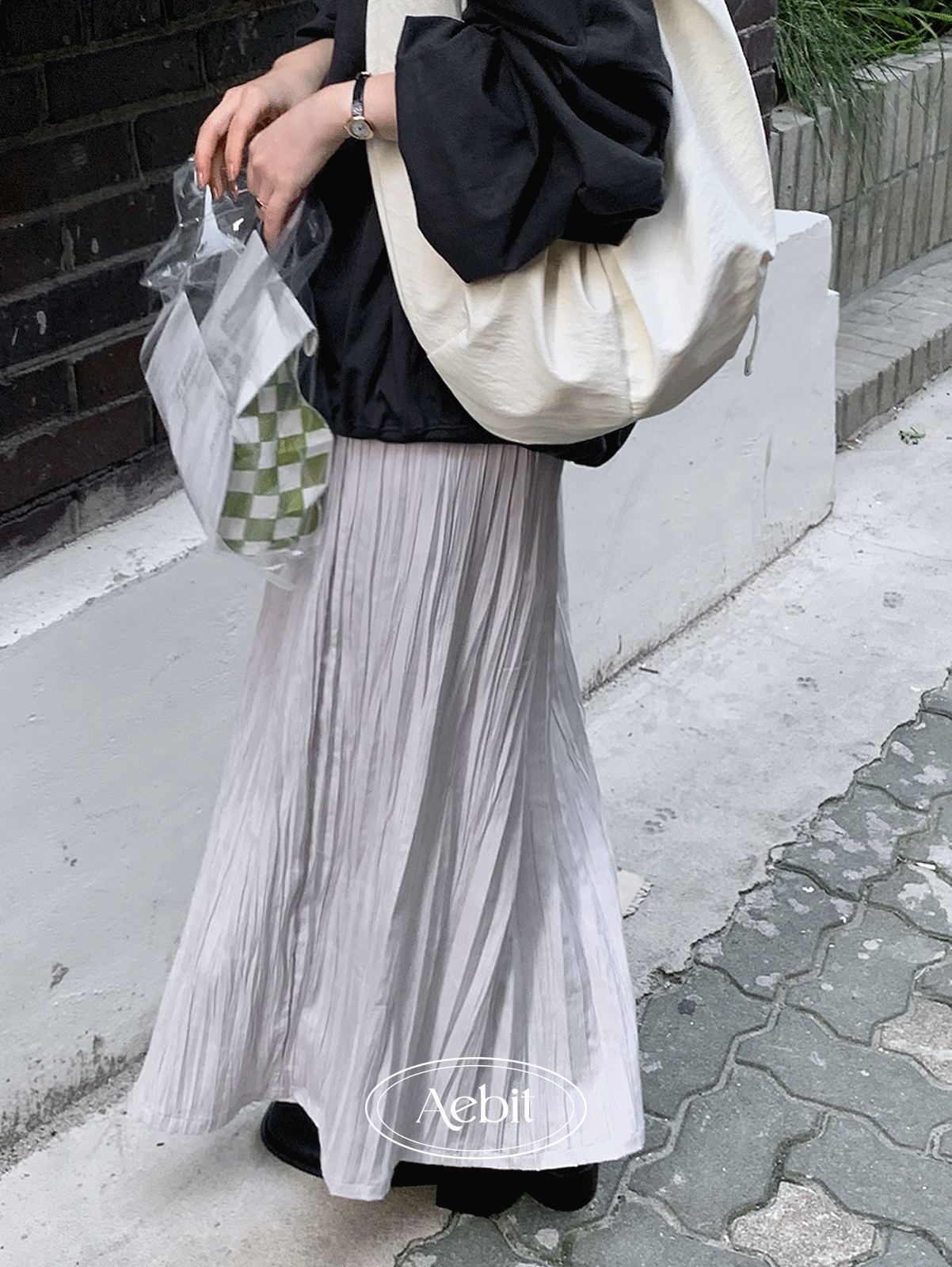 자체제작 nicole wrinkle banding skirt (2color)