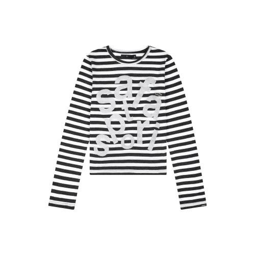 1/2 TICKETING STRIPE BORDER TEE (WHITE)