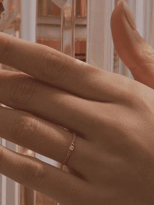 [14K] 심플 천연다이아 체인반지