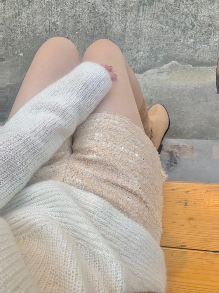 [바로배송] 여성 베이지 트위드 슈크레 숏팬츠