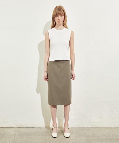 H-LINE MIDI SKIRT_BROWN