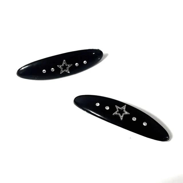 [당일] y2k star hairpin 별 스타 헤어핀 타원 큐빅 머리핀 미니 집게핀