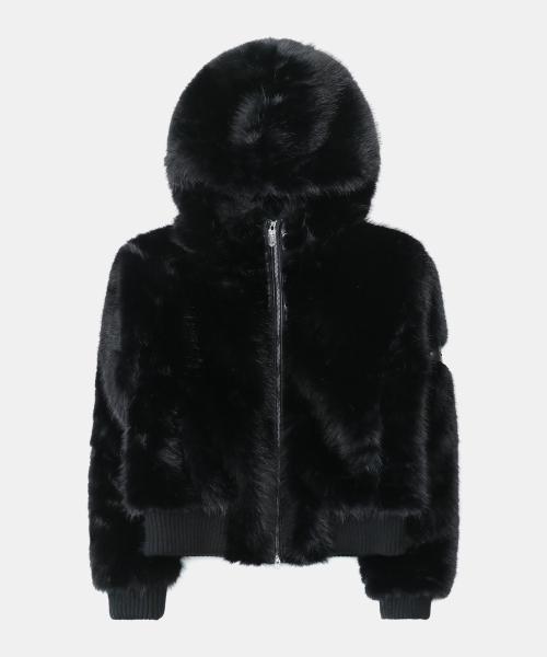 바이퍼81 후드 퍼 자켓 - 블랙