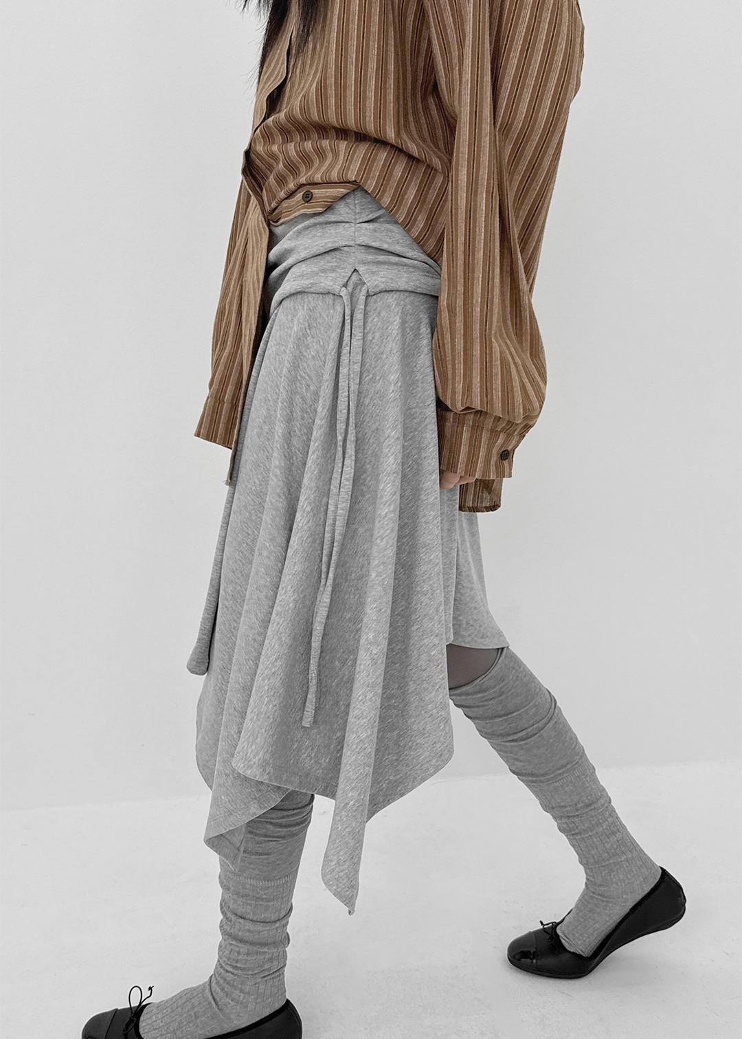 블랙업 젠득 언발 밴딩 미디스커트