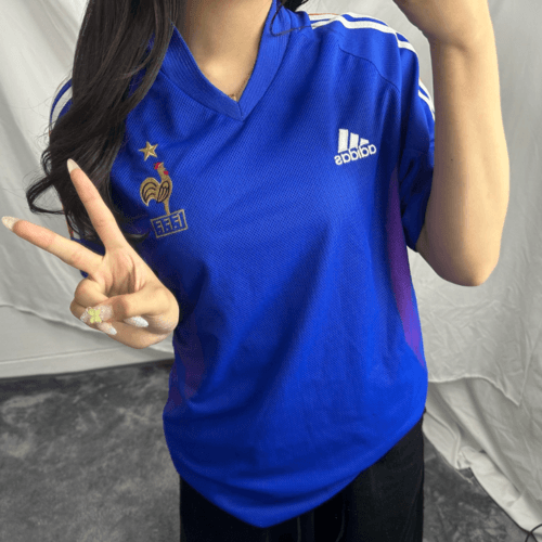 아디다스 2002월드컵 프랑스 지단 축구 블록코어 반팔 티셔츠