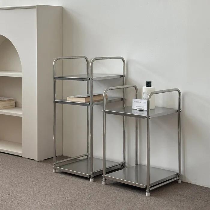 스텐 사이드 선반 거실 침대 테이블 철제 선반 2단 3단