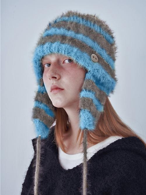 2-WAY EARFLAP BEANIE BLUE MIXED