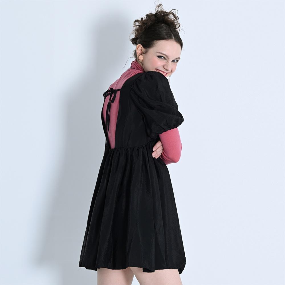 PUFF BALLOON MINI DRESS BLACK MBCSOP008BK