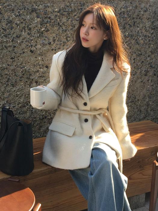 Alpaca Belted Jacket[LMBEWIJK104]-Cream