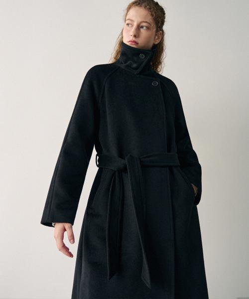 드로우핏 우먼(DRAWFIT WOMEN)  소프트 캐시미어 더블 랩 발마칸 코트 [BLACK] - 사이즈 & 후기 | 무신사