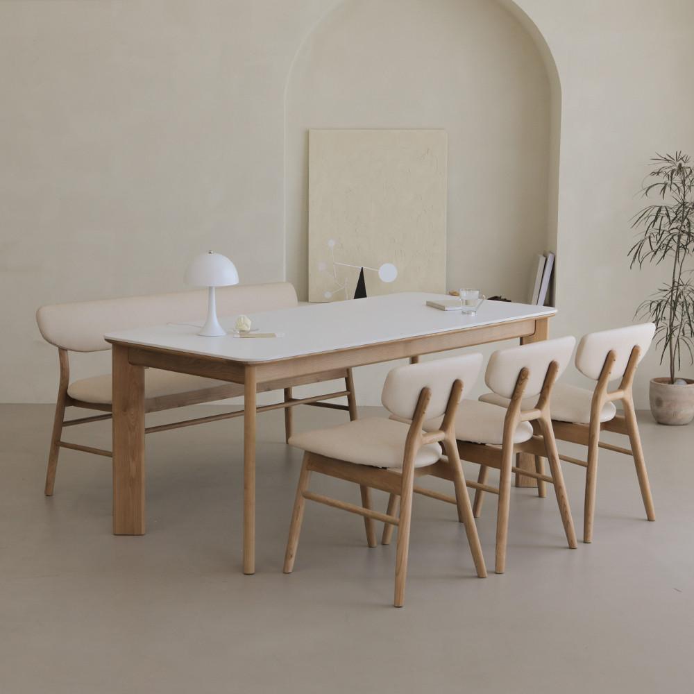 오스비 애쉬 원목 샌드베이지 세라믹식탁 세트 4인용 6인용 1400 1600 1800 2000