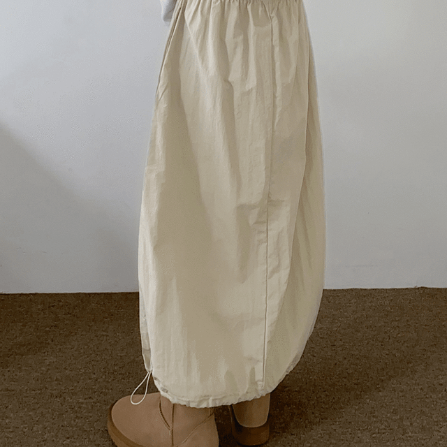 첼던 바스락 나일론 스트링 투웨이 롱 스커트