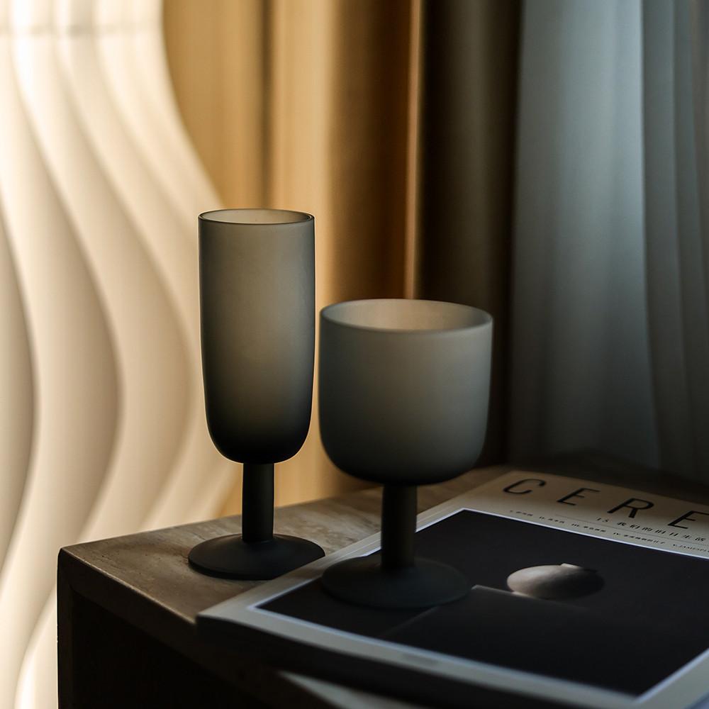 블랙 매트 글라스 잔 샴페인 글라스 카페 컵 힙한 소품