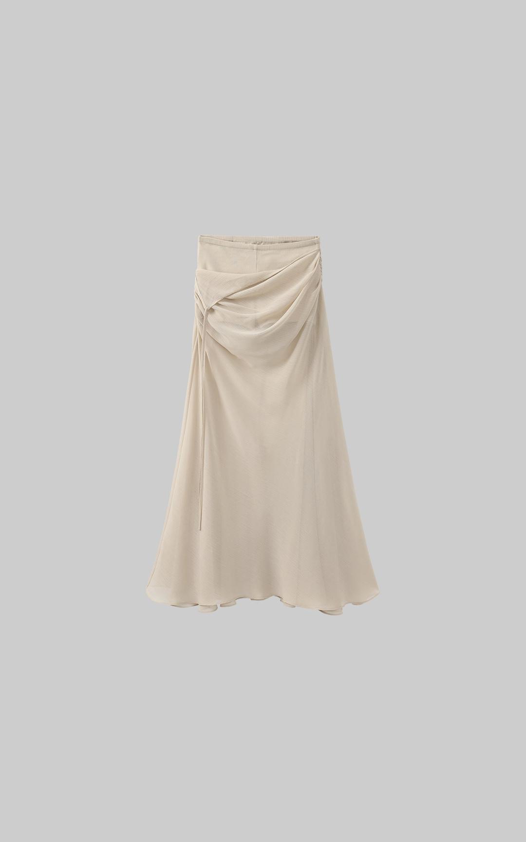 WARDEN EDGE Asymmetric Drape Midi Skirt