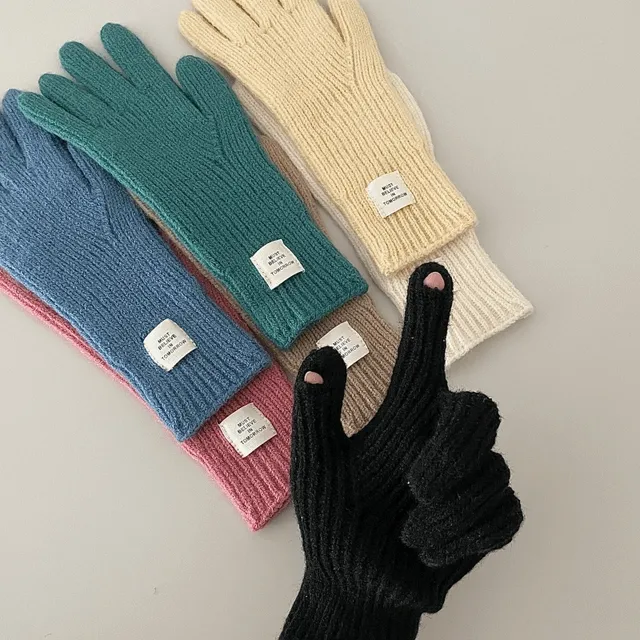 [전색상당일출고][1+1할인] 터치가능 7color 라벨무지겨울장갑 스마트폰 방한 커플 울 터치 손가락 니트 롱