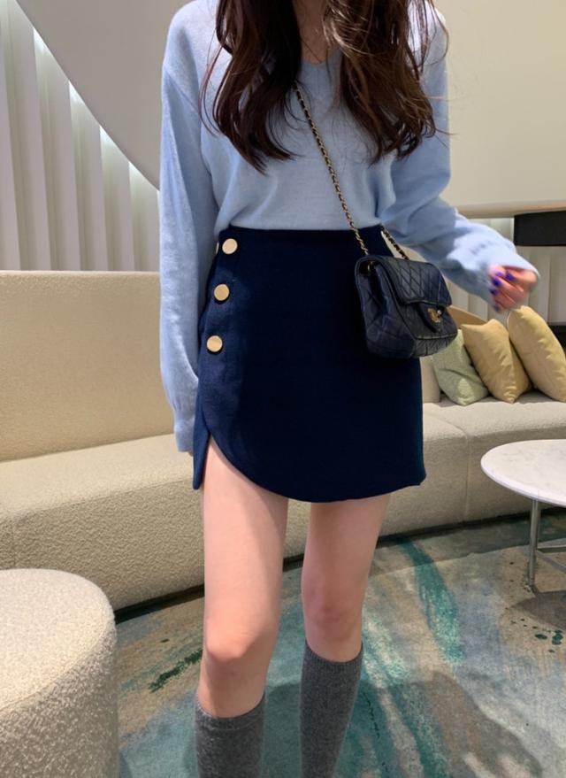 미애 [MADE] Miae rose satin set - skirt (black) - 위시버킷