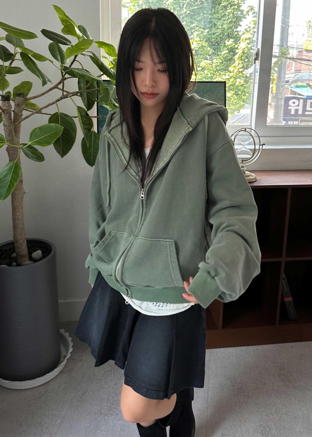 피그먼트 오버핏 후드 집업(5colors)