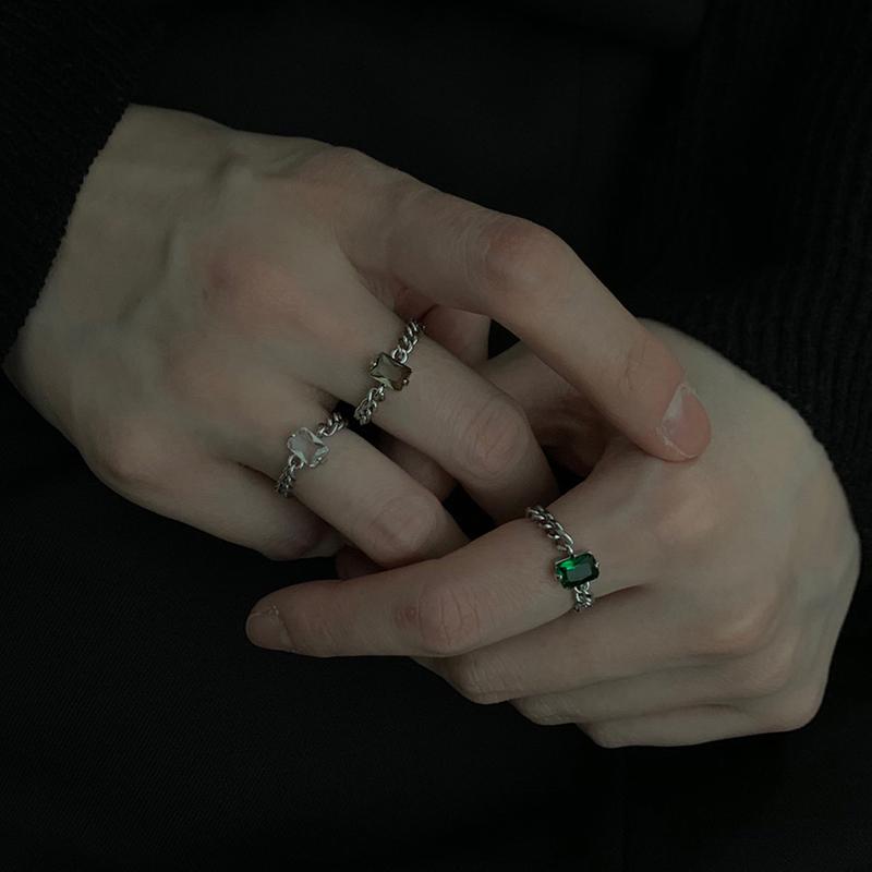 Gemstone Chain R. 큐빅 체인 반지(Violet)